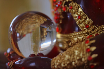 A glass magic ball in a mysterious Buddhist temple