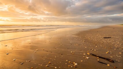 Isolated beach with dramatic clay cliffs and moody sky under overcast weather, natural beauty and solitude