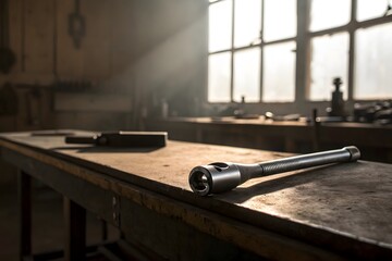 Evening Workshop Scene with Tools on Table