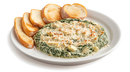Spinach Artichoke Dip with Crusty Bread Slices