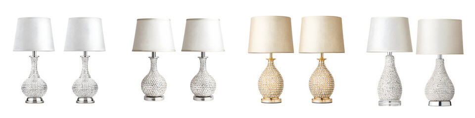Stylish decorative table lamps with crystal accents and soft fabric shades in elegant colors designed to enhance modern living spaces, creating a warm ambiance and refined aesthetic