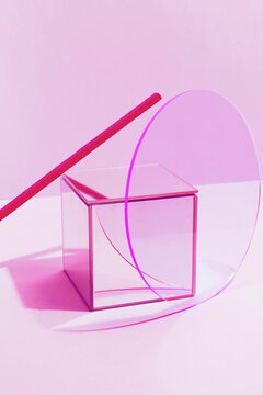 Modern abstract geometric still life image with material objects