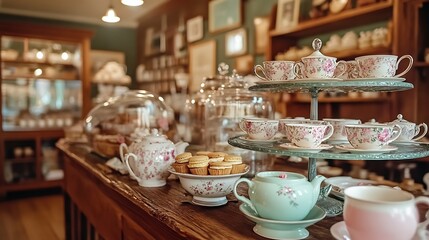 Naklejka premium A romantic bakery with an air of sophistication and freshly baked delicacies