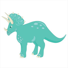 Vector illustration of a cartoon dinosaur triceratops, isolated on white background, cute children's toy, for print or holiday's postcard