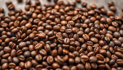 Fototapeta premium Full frame of dark roasted coffee beans