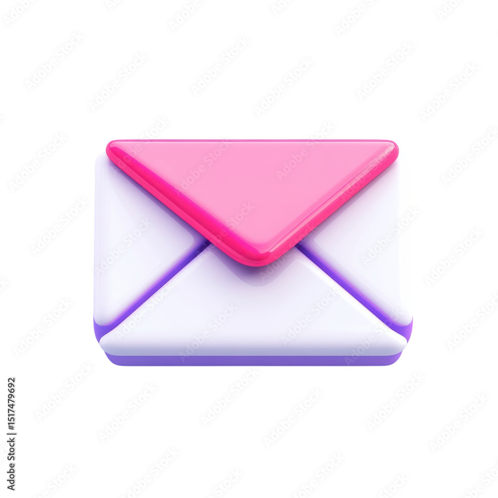 Poster a shiny pink envelope icon inviting connection and communication in the on transparent background