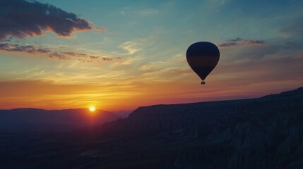 air balloon in a sunset sky