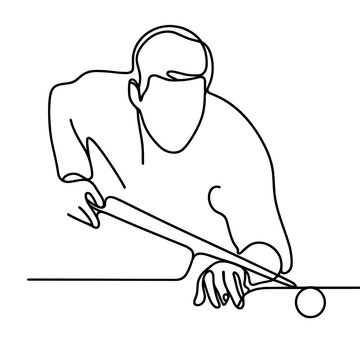 minimalist line drawing of person playing pool clip art preview