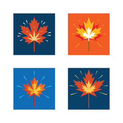 Autumn maple leaf icons set fall design