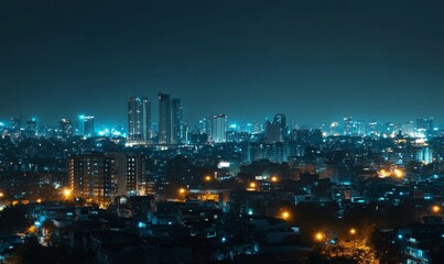 panoramic night city skyline isolated without background