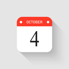 Vector icon page day calendar - 4 October month