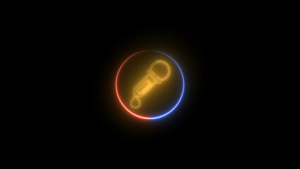 Neon Pipette Icon with Circular Glow on Black Background for Science and Technology stylized neon