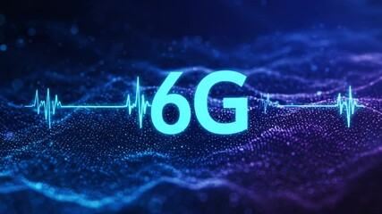 Futuristic 6G Technology Waves with Pulse Visualization - Powered by Adobe