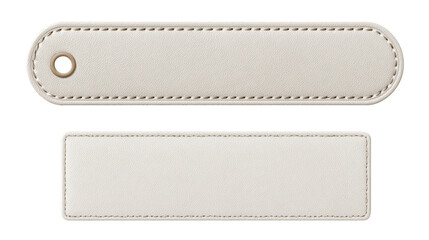 Obraz premium Off-White Fabric Tags with Stitched Edges and Hole, Transparent Background, PNG