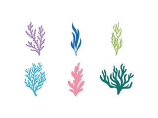 Flat Coral Reef Elements Illustration