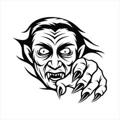 Fototapeta premium vampire with one hand extended sharp nails glowi