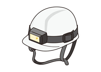 Fototapeta premium ヘッドライト付きの防災ヘルメットのイラスト