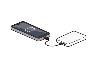 充電中のモバイルバッテリーのイラスト　0%