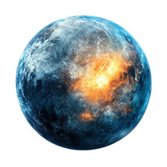 Naklejka premium Fiery explosion on a blue planet cosmic event space fiery nebula