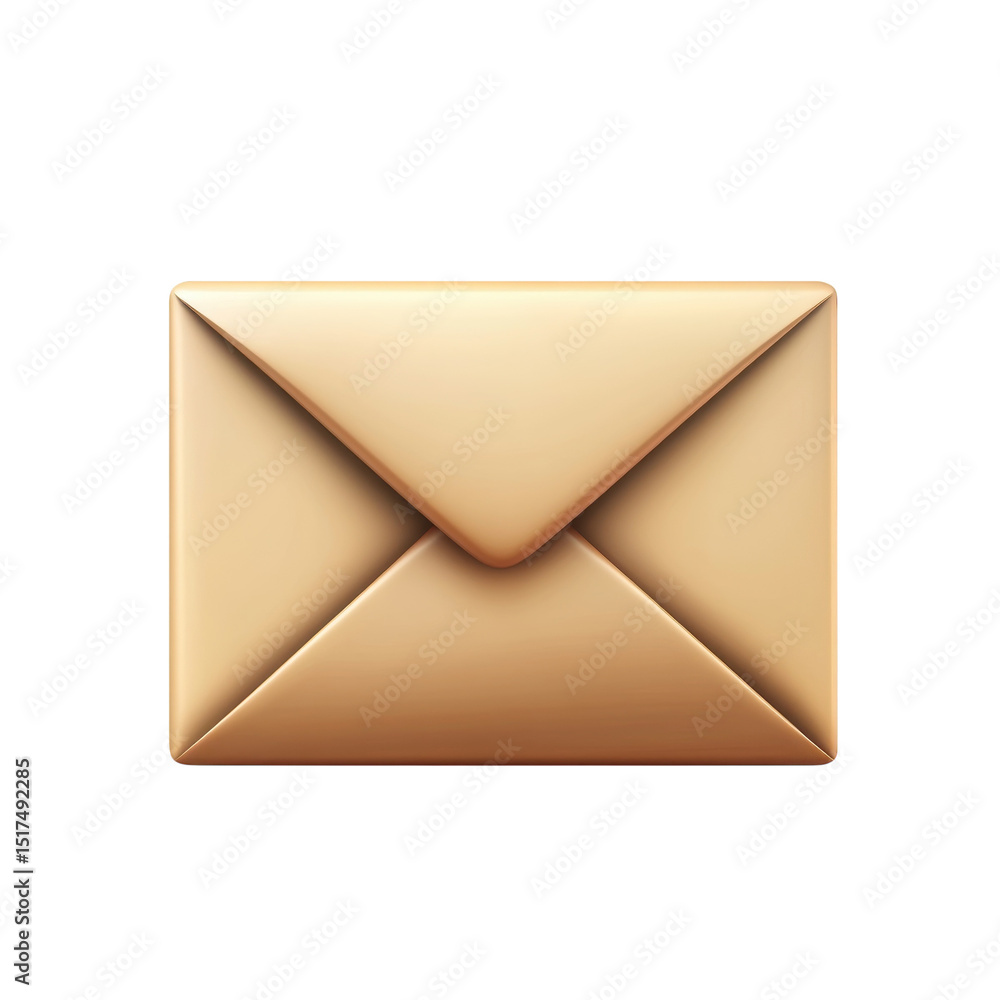 Poster golden envelope representing a message of hope anticipation and connection on transparent background