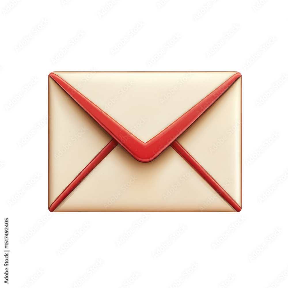 Poster a nostalgic symbol of connection a classic cream colored envelope with red on transparent background