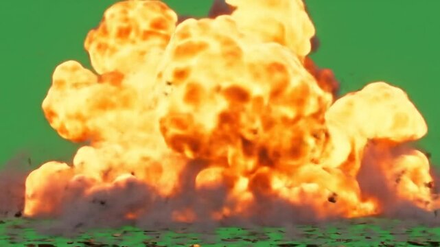 Earth pile smoke animation isolated on chroma key background
