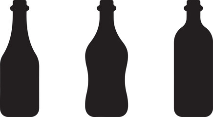 Bottle Icon Vector Set – Modern Beverage Label Illustration for Merch Design.