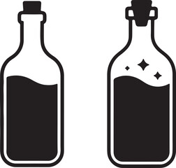 Bottle Icon Vector Set – Modern Beverage Label Illustration for Merch Design.