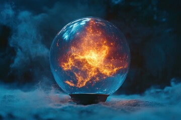 Fantasy concept, entire cosmos inside a single glowing bulb