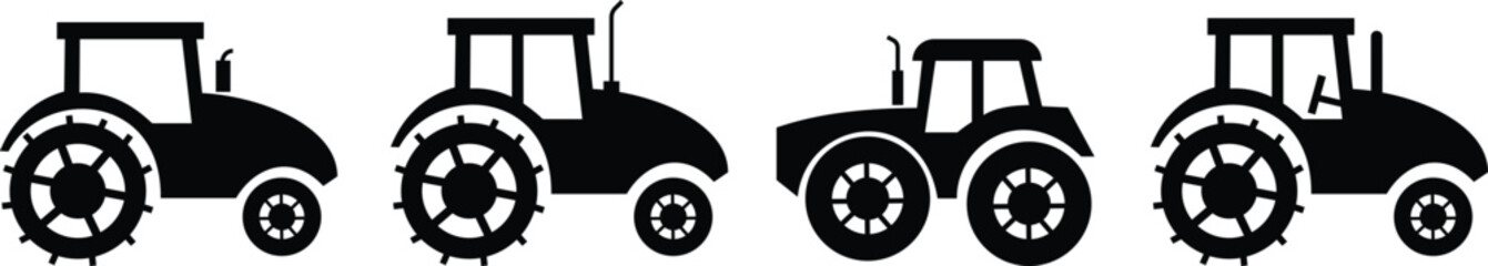 Tractor Icon set Design with Editable Stroke. Suitable for Infographics, Web Pages, Mobile Apps, vector illustration. Agricultural tractor - transport for farm in flat style. on transparent background