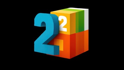 3D cube logo, year 2022, bold numbers