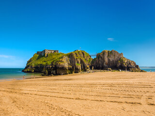 St Catherine's Island at low tide from Castle Beach (Tenby, Wales, United Kingdom)