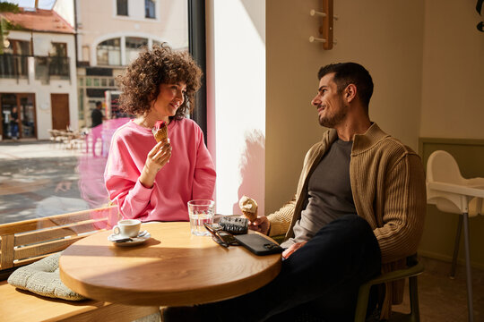 Couple is enjoying some ice cream