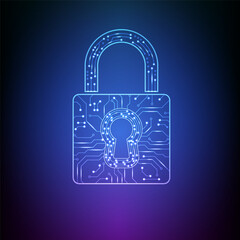 Cyber security technology background. Abstract circuit board digital concept. Design for lock, protect, guard, futuristic, electronic, data and security system.