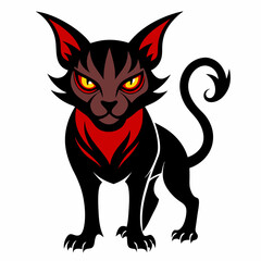 black cat with red heart