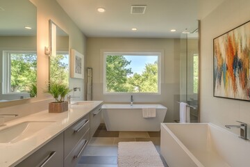 large windows for natural light, and integrated storage solutions. Incorporate contemporary art pieces, 