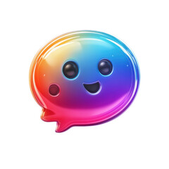 Fototapeta premium A whimsical rainbow gradient speech bubble character exuding joy and on transparent background