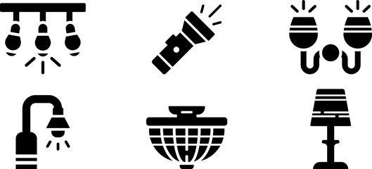 Modern  Rounded Filled Lighting Icon Set