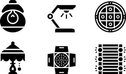 Modern  Rounded Filled Lighting Icon Set