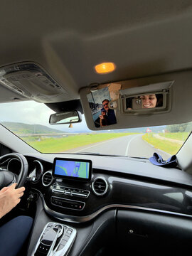 Road Trip with Reflected Selfie 
