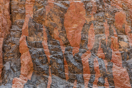 Striped Granite Wall With Basalt Veins