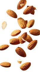 Obraz premium Almendras flotando sin fondo para diseño gráfico PNG