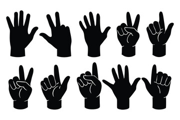  hand gestures Silhouette 10 set applause hi hello love you