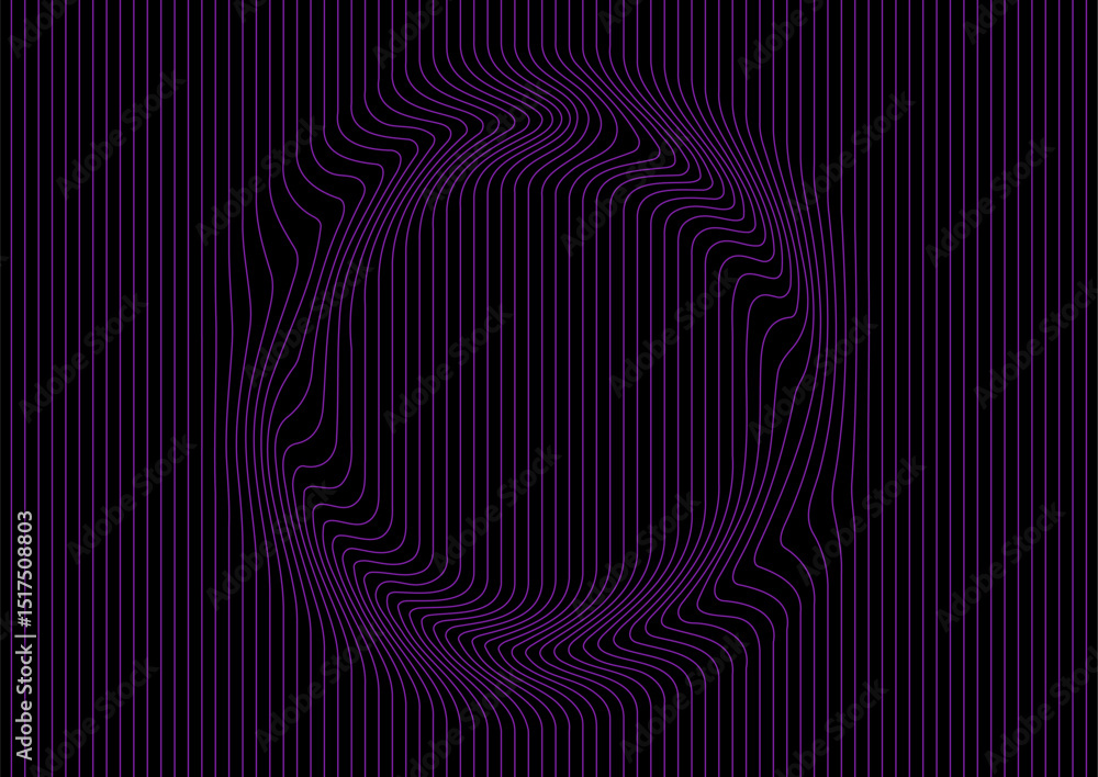 Fototapete Abstract warped violet lines forming distorted circle shape, tech minimal background. Vector geometric pattern design