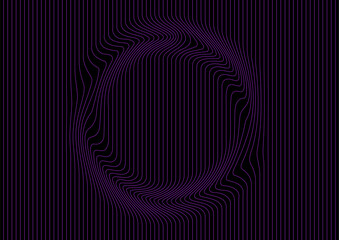 Plakat Abstract warped violet lines forming distorted circle shape, tech minimal background. Vector geometric pattern design