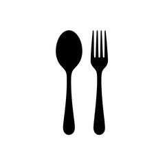 Black silhouette of spoon and fork