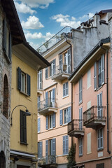 Bellagio village, Como lake in Italy, typical houses in the historic center
