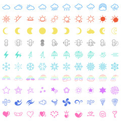 Colorful weather icon sticker set with no background for digital planners

