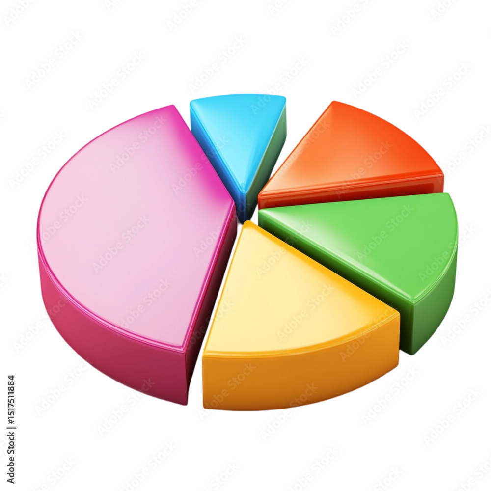 Poster colorful 3d pie chart data visualization segments sections statistics infographic