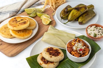 Plate of corn tortillas and a bowl of beans